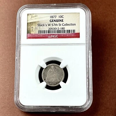 1877 Philadelphia Mint Seated  Liberty Silver One Dime 10c NGC Slab Coin #77 - Image 1 of 4