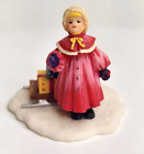 O'Well Christmas Village Resin Figurine Girl Red Dress Sleigh with Presents #3