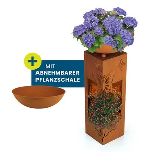 Dekosäule Metall Pflanzschale Blumensäule LED Beleuchtung Schmetterling 72cm - Bild 1 von 6