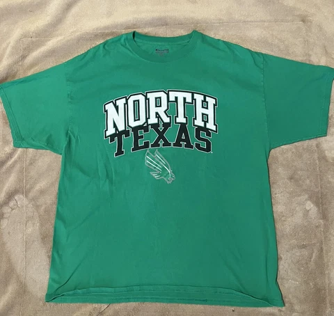 Adult Size 2XL Champion Green University of North Texas T Shirt Mean Green Cover