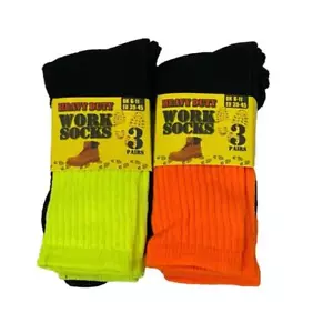 Heavy Duty Work Socks Hi Vis Warm Winter Thermal Crew Sock Men Orange Yellow - Foto 1 di 7