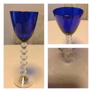 Baccarat Vega Wine Glass 6 Tiers Stem Fortissimo Emerald Blue without Box - Picture 1 of 8