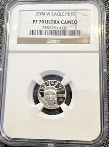 2008 W $10 AMERICAN PLATINUM PROOF EAGLE NGC PF 70 1/10 OUNCE KEY DATE - Picture 1 of 2