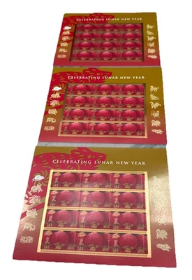 3 Sheets of CHINESE LUNAR NEW YEAR (YEAR OF THE RAT) 41¢ US Postage Stamps. - Image 1 of 4