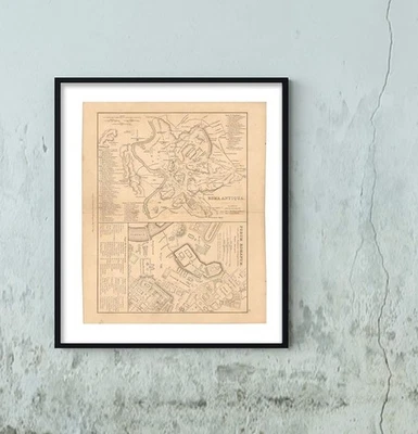 Map: First Classical Atlas, Ancient Rome 1849 City Size: 20x24 Art Reproduction - Image 1 of 2