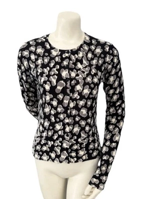 Cardigã suéter Diane Von Furstenberg lã cashmere estampa de leopardo preto cinza M - Imagem 1 de 4