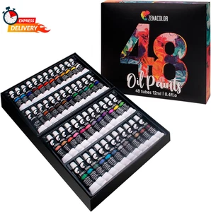 Zenacolor Ölfarben-Set 48 x 12 ml (0,4 Unzen) Packung mit 48 Tuben Ölfarben für Dose - Bild 1 von 7
