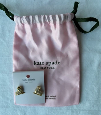 Kate Spade Chapado en Oro PATINES DE HIELO DÍA DE NIEVE Esmalte Pendientes con Bolsa para el Polvo - Nuevo con Etiquetas Foto 1 de 3