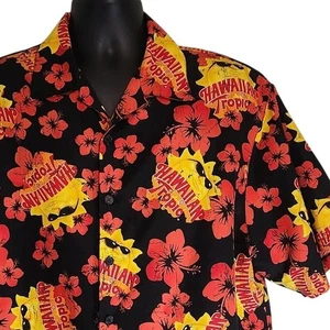 Hawaiian Tropic Aloha Shirt Floral Print Short Sleeve Button Up XL - Picture 1 of 4