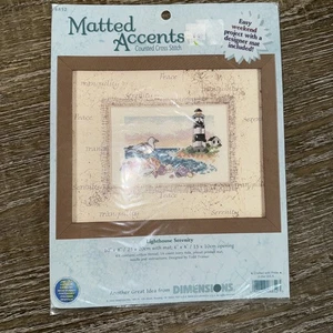 Dimensions Matted Accents LIGHTHOUSE SERENITY Counted Cross Stitch Kit #6852 New - Picture 1 of 3