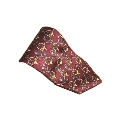 Corbata de diseño 100 % seda azul granate tostado dorado clásico 57" Bill Bass  Foto 1 de 4