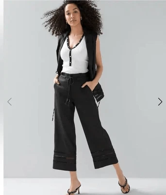 Белый дом черный рынок льняной широкие ноги культуры с кисточки галстук размер 16 новый с Ярлыками - Изображение 1 из 4