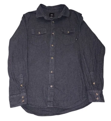 Vans Off The Wall Button Up Shirt Long Sleeve Charcoal Gray Men's Small Flannel - Image 1 of 4