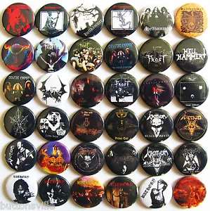 HELLHAMMER CELTIC FROST VENOM BATHORY BLACK METAL 36 Pins Buttons Badges Set - Imagen 1 de 1