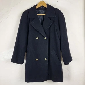 Klassische Damengröße 14 Wolle Peacoat Jacke schwarz maritim formell gewebt Vintage - Bild 1 von 11