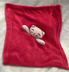 EUC Cutie Pie Gray Kitty Cat Lovey Plush Baby Blanket Pink Heart Nose 14" - Picture 1 of 8