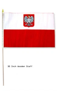 12x18 12"x18" Poland Eagle Country Stick Flag 30" wood staff - Picture 1 of 1