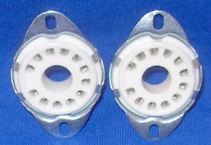 Pair New Ceramic 12 Pin Compactron Tube Sockets for 6HF5, 6JS6, 6KD6, 6LF6, etc - Picture 1 of 3