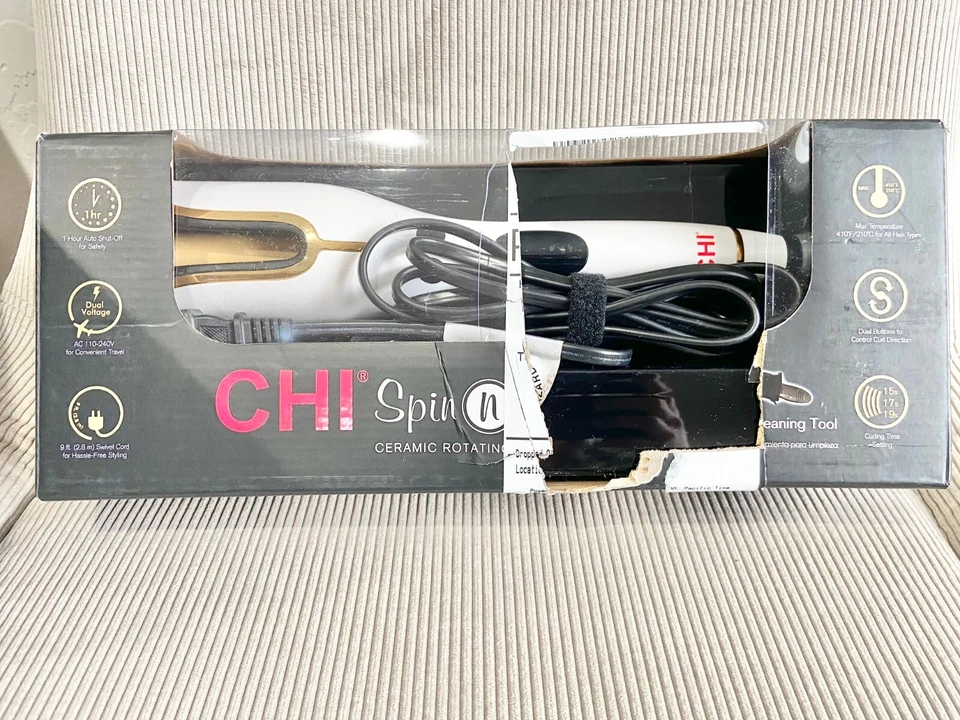 CHI Spin N Curl 1" Ceramic Rotating Curler In White, - Image 1 of 1