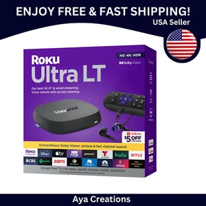 Roku Ultra LT Streaming Device 4K, HDR , Dolby Vision , Voice Remote, HDMI Cable - Picture 1 of 8