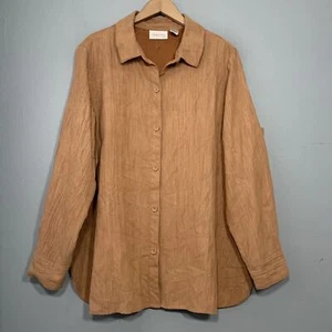 Studio Works Woman Plus Size 2X Faux Suede Crinkle Button Up Shirt Western Boho - Picture 1 of 9