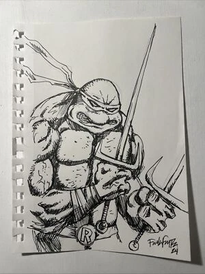 Cómics Teenage Mutant Ninja Turtles Rafael dibujo artístico original de Frank Forte Foto 1 de 3