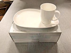 MAXWELL & WILLIAMS WHITE BASIC P902802 SET 2 PEZZI SNACK TV BIANCO - Imagen 1 de 4