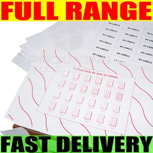 LABELS - SELF ADHESIVE STICKY A4 ADDRESS LABELS INKJET LASER COPIER PRINTER PEEL - Picture 1 of 13