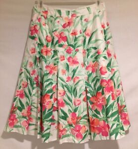 Jones New York Signature Skirt Petite Sz 4P Summer Floral Long Floating Pleaded