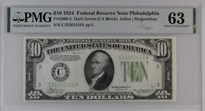 Fr. 2005-C/2006-Cm $10 1934/1934A Mule. Changeover Pair. PMG 63. Extremely Rare. - Picture 1 of 4