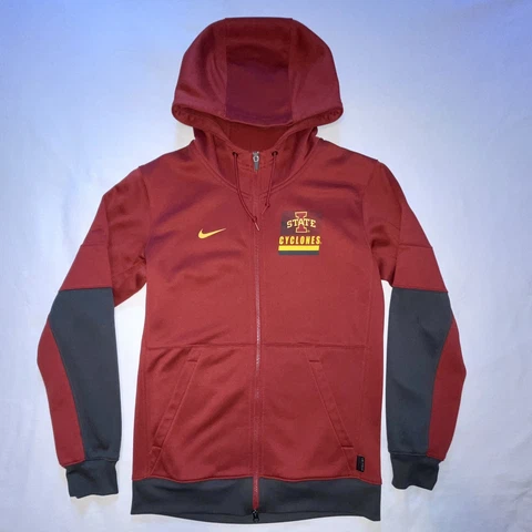 Iowa State Cyclones Hooded Sweatshirt Mens Small Red Gray Nike DriFIT Full Zip Cover
