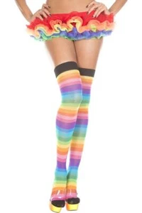 sexy MUSIC LEGS pastel RAINBOW striped STRIPE thigh HIGHS over KNEE stockings - Picture 1 of 2