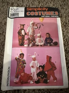 Vintage 1989 Simplicity Sewing Pattern Children's / Kids' Costumes #9331 Size AA - Picture 1 of 3