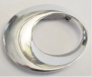 VTG Jezlaine Sterling Modernist Oval Brooch Pin 1 7/8" long x 1 3/4 wide 14 gram - Picture 1 of 6