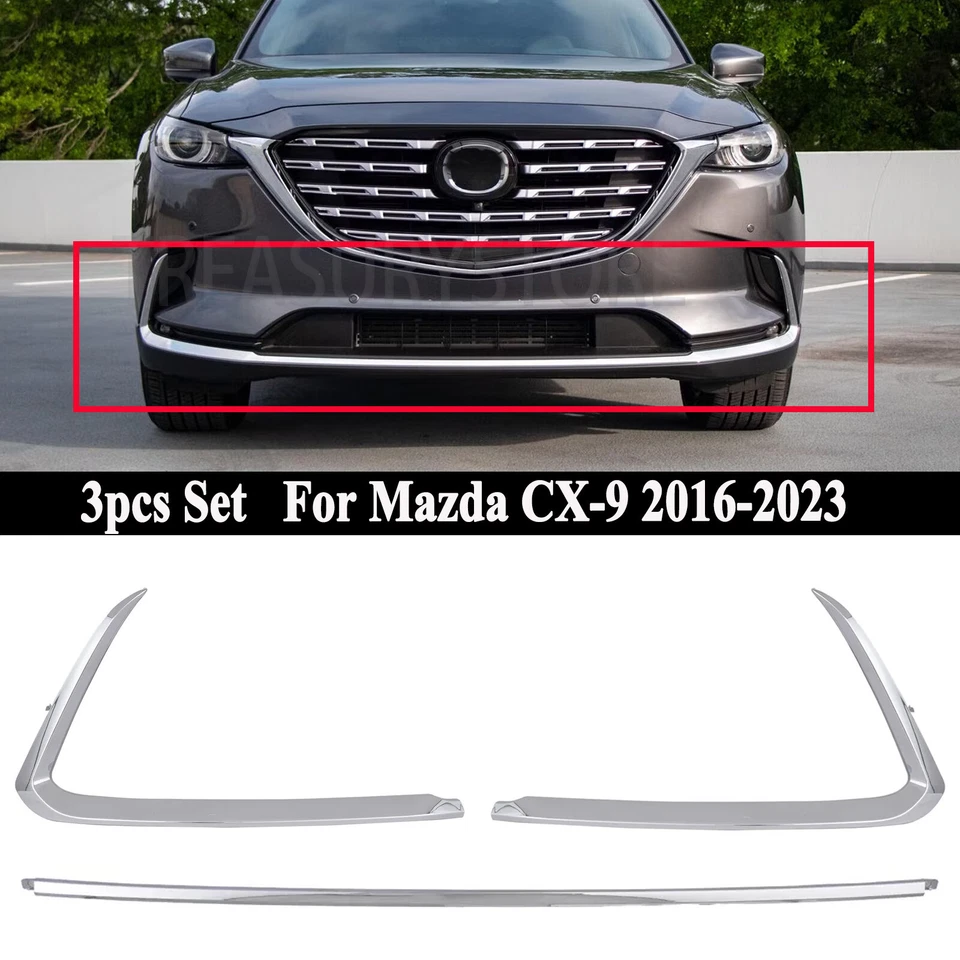 Para-choque dianteiro esquerdo direito barra frontal acabamento moldura almofada de degrau para Mazda CX-9 2016-2023 - Imagem 1 de 4