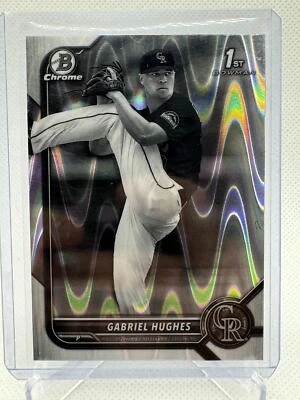 2023 Bowman Chrome 1st #BDC-151 Gabriel Hughes Black & White Raywave Refractor - Image 1 of 2