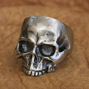 Huge Cupronickel Skull Ring Biker Rock Punk Jewellery CP98C UK Size N½~Z4 - Picture 1 of 27