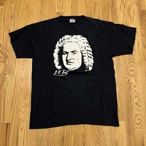 Vintage Bach Big Face Composer Music T Shirt Men's Size XL 1998 90s Black Vtg - Picture 1 of 7
