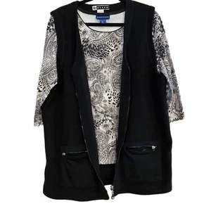 Karen Scott Top + Blast Weste Set Damen XL ärmellos Reißverschlusstasche schwarz - Bild 1 von 7