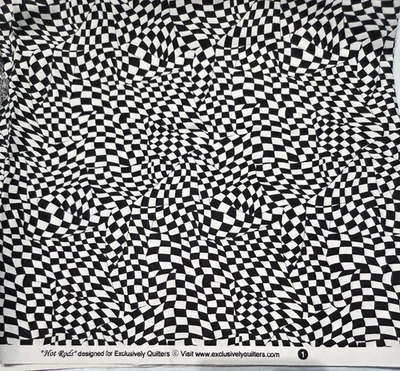 Exclusively Quilters Black White Checkered Flag Cotton Fabric By The HALF YARD - Image 1 of 2