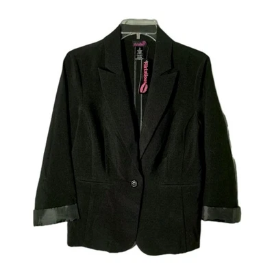 Flirtatious Womens Juniors Jacket Size XL Black Collared Blazer Button Front - Image 1 of 4