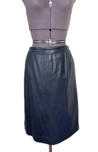 Valerie Stevens Genuine Leather Skirt Size 12 Y2K Grunge Biker Moto Boho Classic - Picture 1 of 12