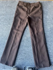 Pantaloni vintage anni 70 Levis 517 uomo 30x32 poliestere marrone nero linguetta bootcut pantaloni retrò - Foto 1 di 15