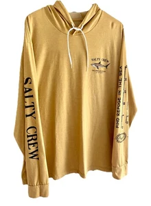 Salty Crew Premium Technical Tee Hoodie XL Spicy Mustard Find Refuge In The Sea - Picture 1 of 7