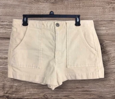 Pantalones Cortos de Pana American Eagle Mujer 12 Amarillos Súper Elásticos Bolsillos de Tiro Alto Foto 1 de 4