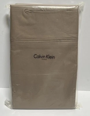 Calvin Klein 100% ALGODÓN PURO King Plano Doble Fila Cordón Sábana Madera a la deriva NUEVO Foto 1 de 4