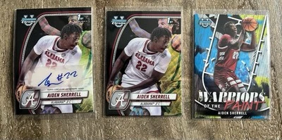 2024-25 BOWMAN CHROME University Basketball  Aiden Sherrell  3 card Lot Auto - Image 1 of 4