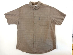 Columbia SHIRT Men's XL Seersucker Striped Short Sleeve Casual Cotton Brown - Picture 1 of 7