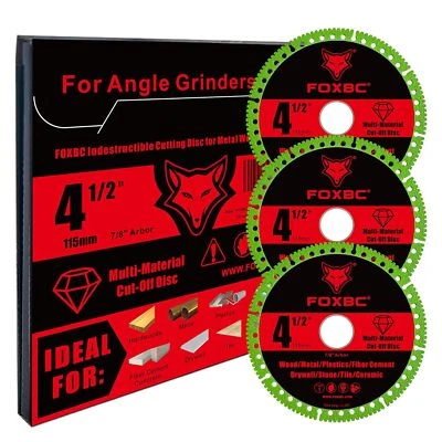  4-1/2 Inch Indestructible Multi-Material Cut Off Disc, 7/8" Arbor - 3 Pack  - Image 1 of 4