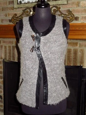 Rag & Bone Gray Leather Wool & Alpaca Toggle Vest Jacket S - Image 1 of 4